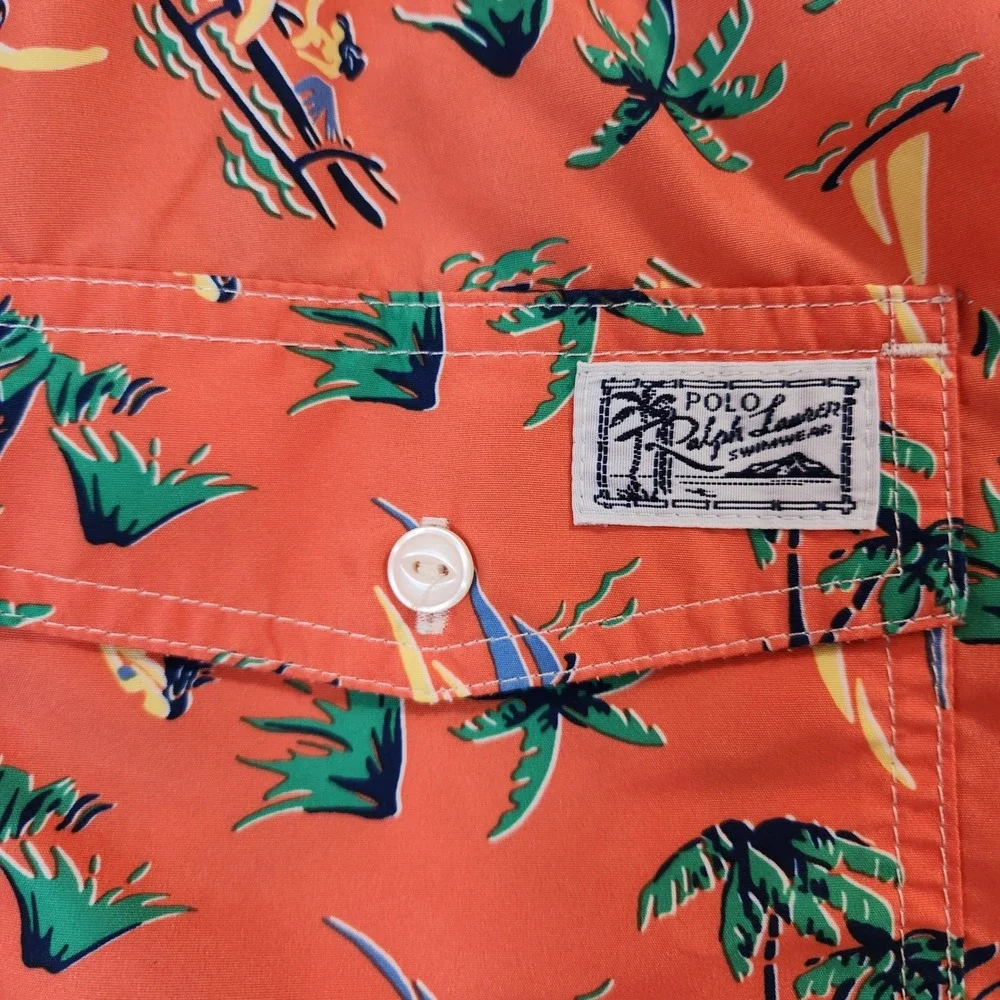 Polo Ralph Lauren Mens 4XB‎ Orange Tropical Hula Dancer Swim Trunks Big & Tall